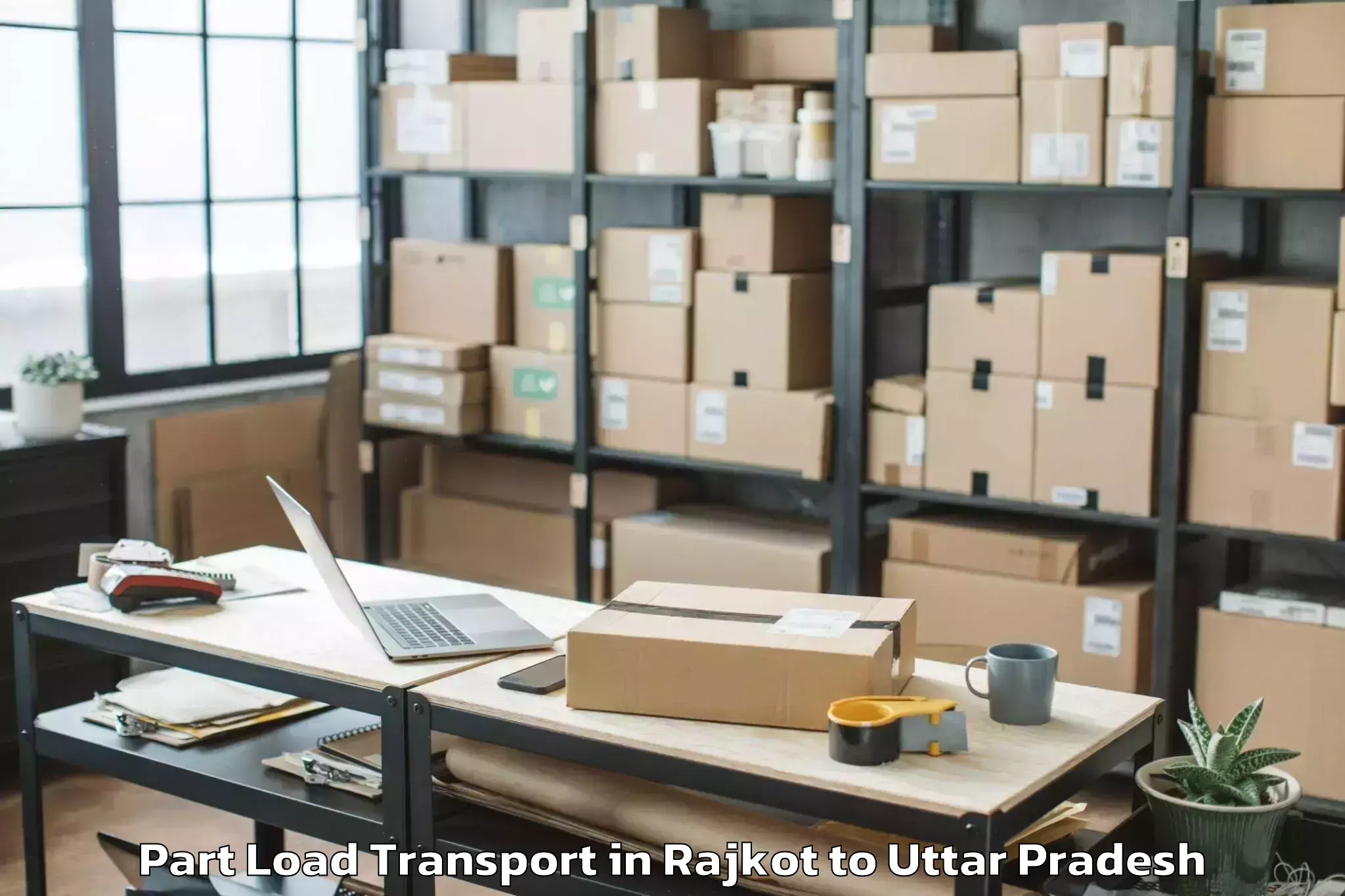 Top Rajkot to Khudaganj Part Load Transport Available